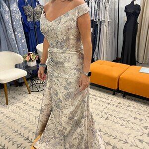 NWT Rina di Montella RD2912 Mother of the Bride Dress Blue Multi Size 12